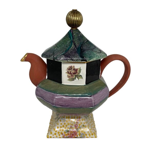 MacKenzie Childs Torquay Coffee Tea Pot Lid Kelp Urchin - Picture 1 of 16